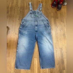 80s KEY Imperial Light Wash Denim Overalls USA Workwear Vintage Carpenter 2XL